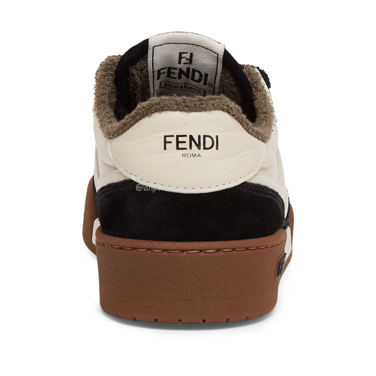 Fendi Match Cream Black White Suede And Leather Low Top Sneakers (17) - newkick.app